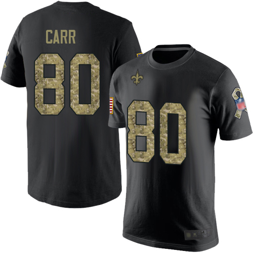 Men New Orleans Saints Black Camo Austin Carr Salute to Service NFL Football #80 T Shirt->nfl t-shirts->Sports Accessory